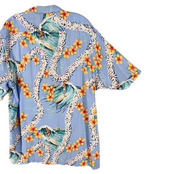 Vintage Tommy Bahama Mens L Shirt Hawaiian Blue Floral Short Sleeve - Picture 5 of 13